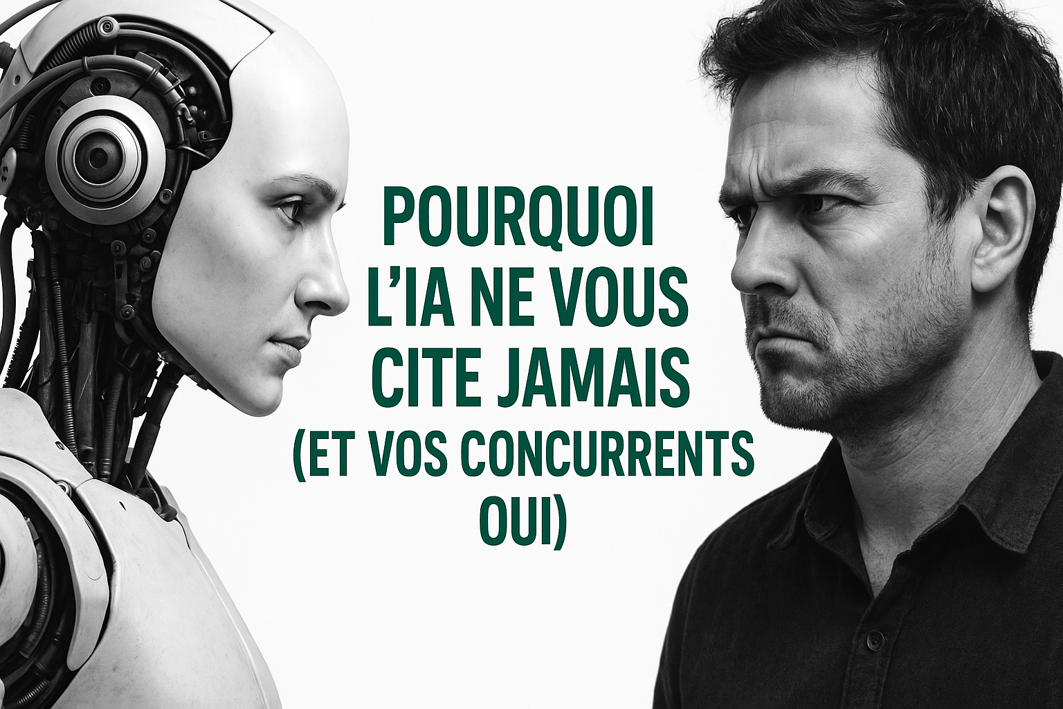 Illustration de l'article pourquoi l'IA ne vous cite jamais avec une IA et un humain