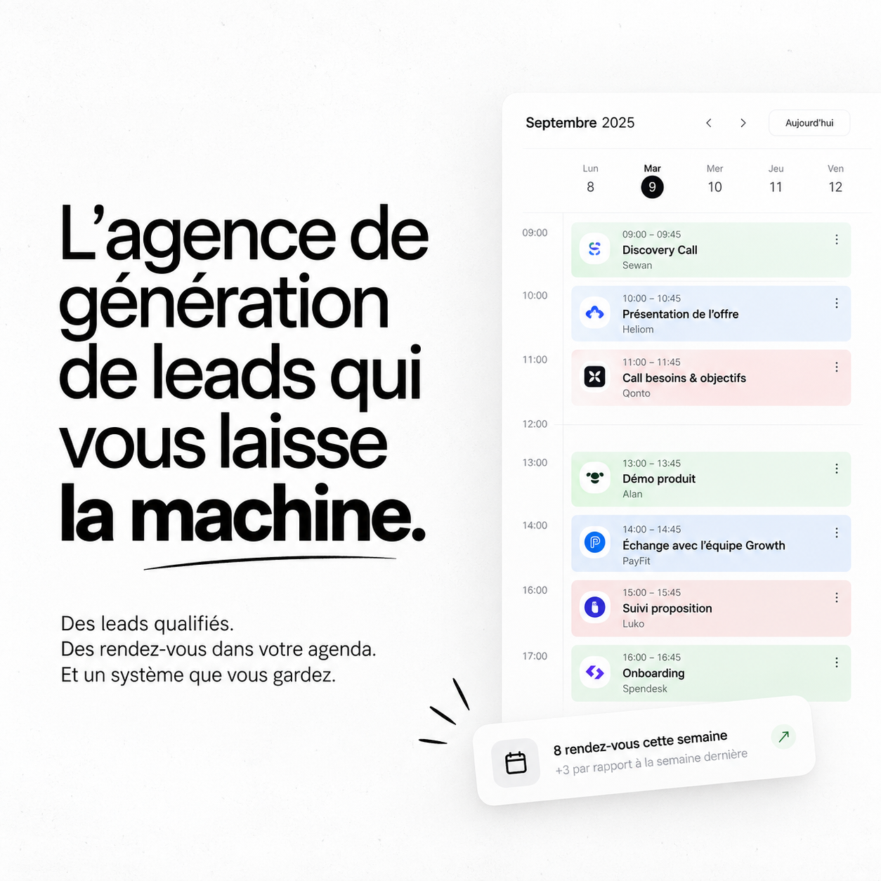 Agence de génération de leads B2B : système de détection des signaux d'achat, enrichissement, qualification et séquences automatisées